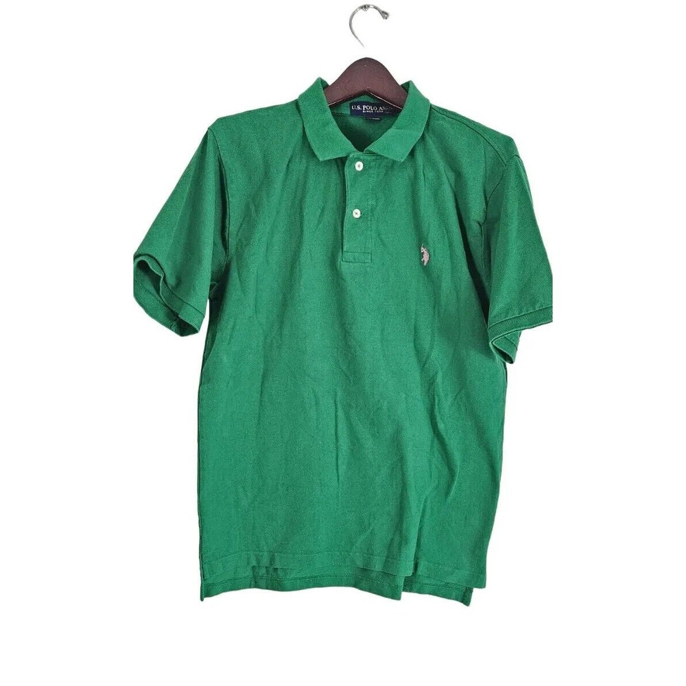 U.S. Polo ASSN.‎ Men's Green Pique Solid Polo Shirt with Small Pony Size Lager